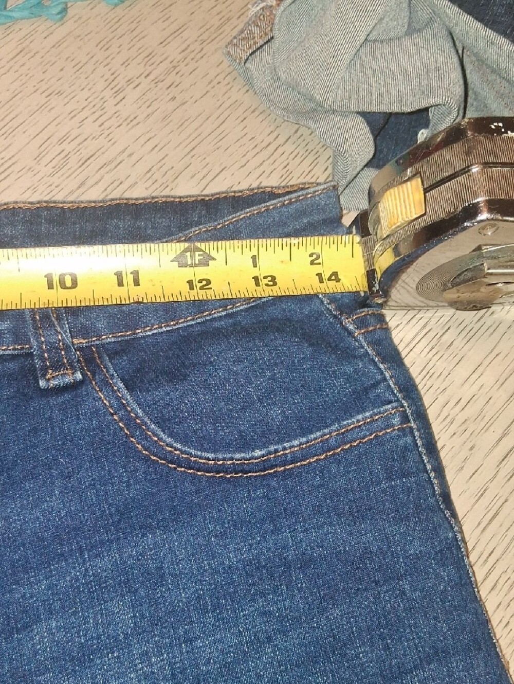 Dark Blue Denim Fold-Trim Women's Shorts - Picture 12 of 14